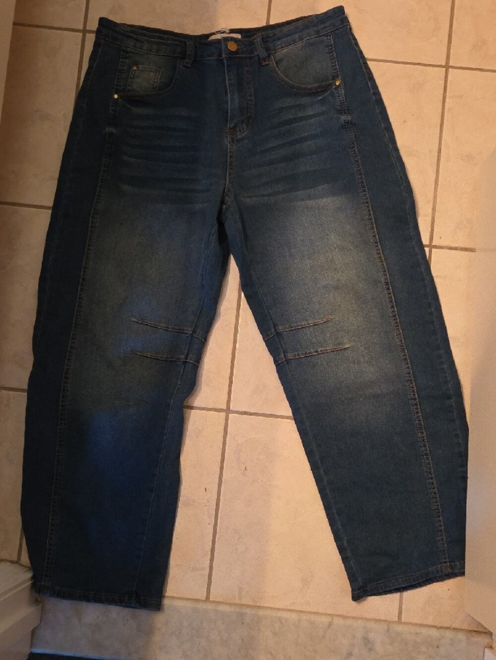 Miss Sparkling Dark Wash Wide Leg Jeans - Dark Blue - Picture 3 of 8